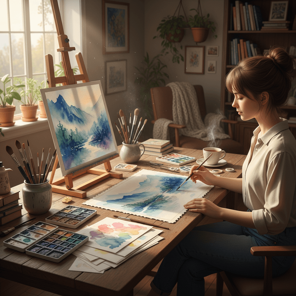 Od stresu k farbám: Príbeh Lucie a jej cesta k akvarelovému pokoju